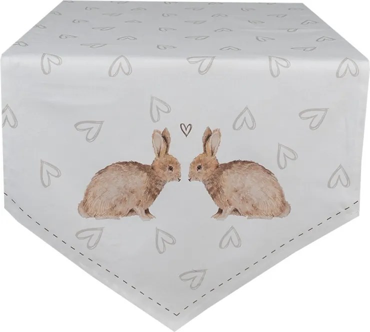 Bavlnený behúň na stôl s motívom zajačikov Bunnies in Love - 50*160cm