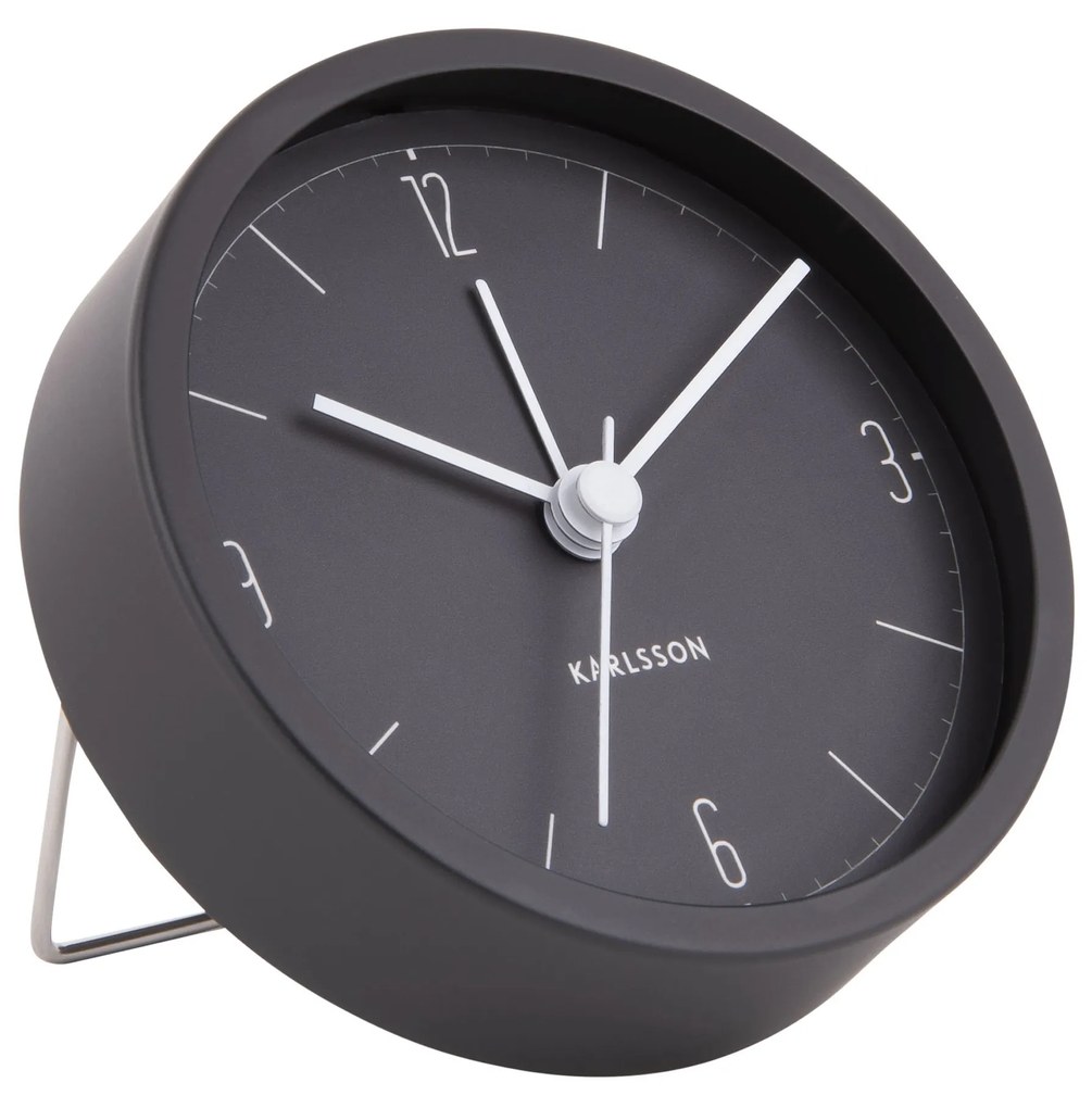 Budík Numbers & Lines čierna ∅ 9 × 3 cm