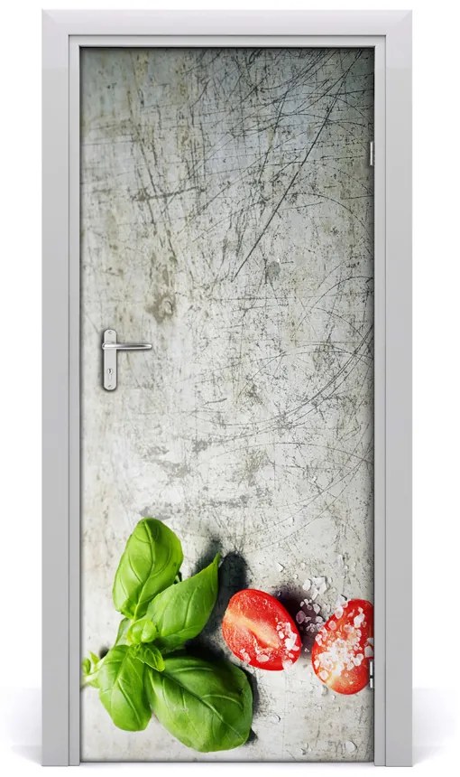 Fototapeta na dvere samolepiace paradajky a bazalka 75x205 cm