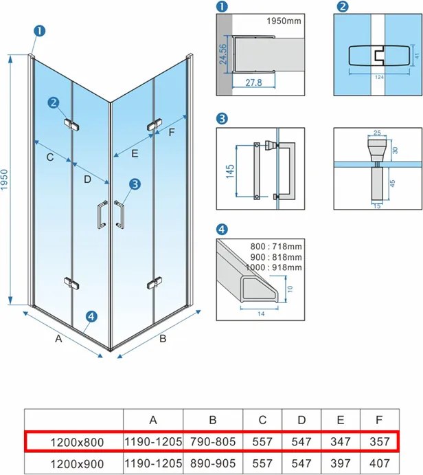 BPS-koupelny Obdĺžnikový sprchový kút GL KZ12D 120x80 zlatá/transparent - bez vaničky