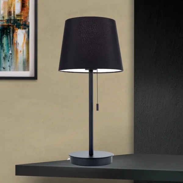 Orion LA 4-1205/1 - Stolná lampa s USB portom LUDWIG 1xE27/40W/230V čierna