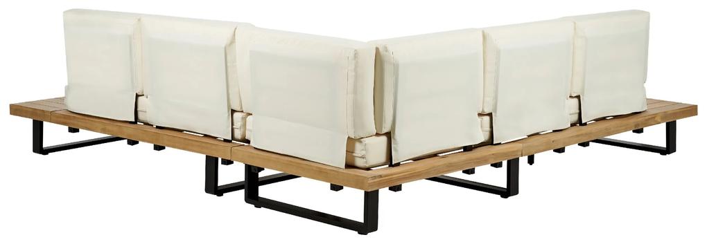 5-miestna záhradná rohová sedacia súprava z akáciového dreva krémová biela MYKONOS Beliani