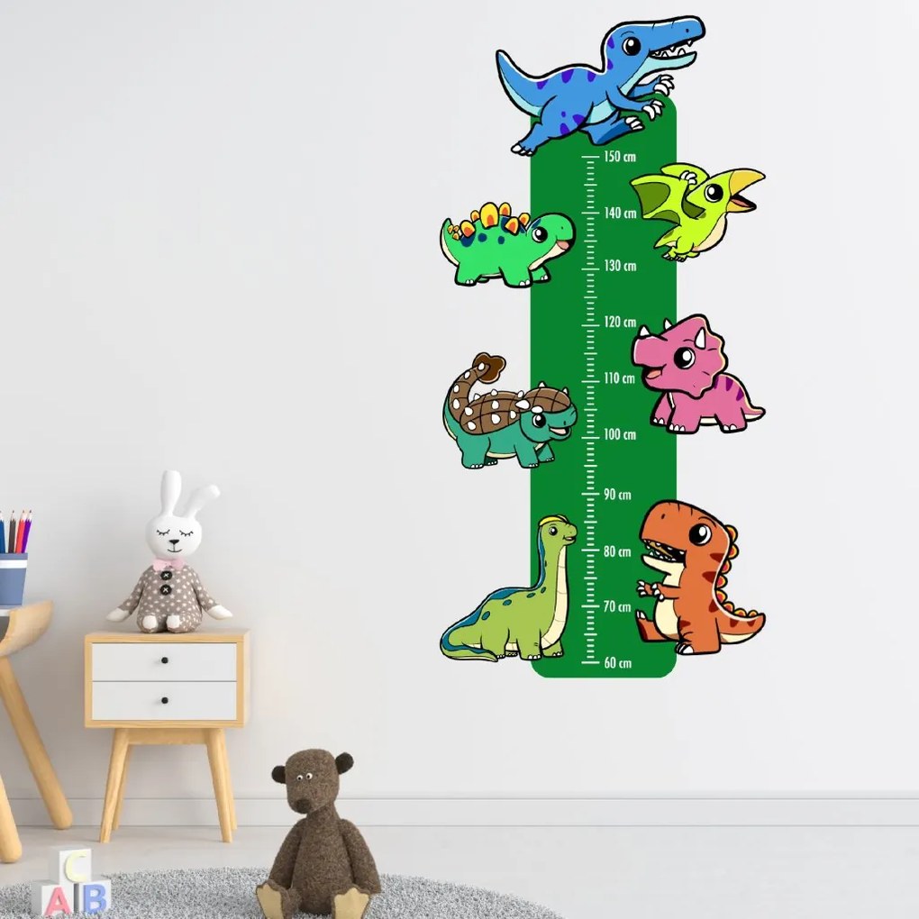 PIPPER. Textilná nálepka na stenu "Detský meter - Dinosaury"
