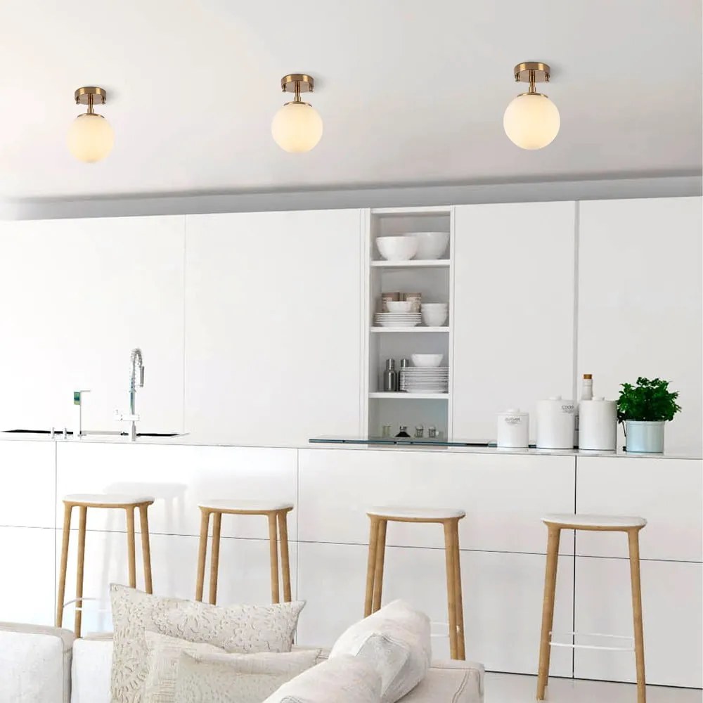 Biele/v mosadznej farbe stropné svietidlo so skleneným tienidlom ø 15 cm Atmaca – Opviq lights