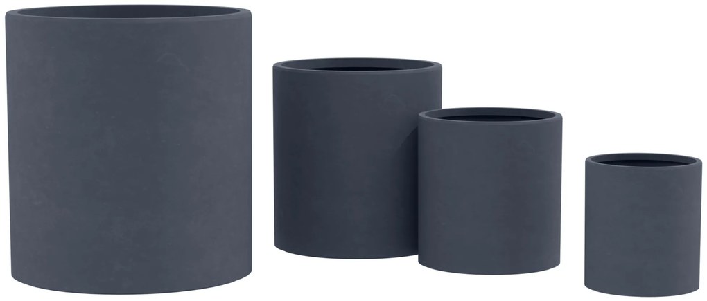 Sada 4 ks kvetináčov 1 round - antracitová