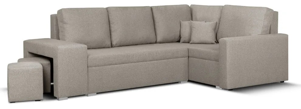 Rozkládací rohová sedací souprava MODO2 + 2 Taburety Béžová