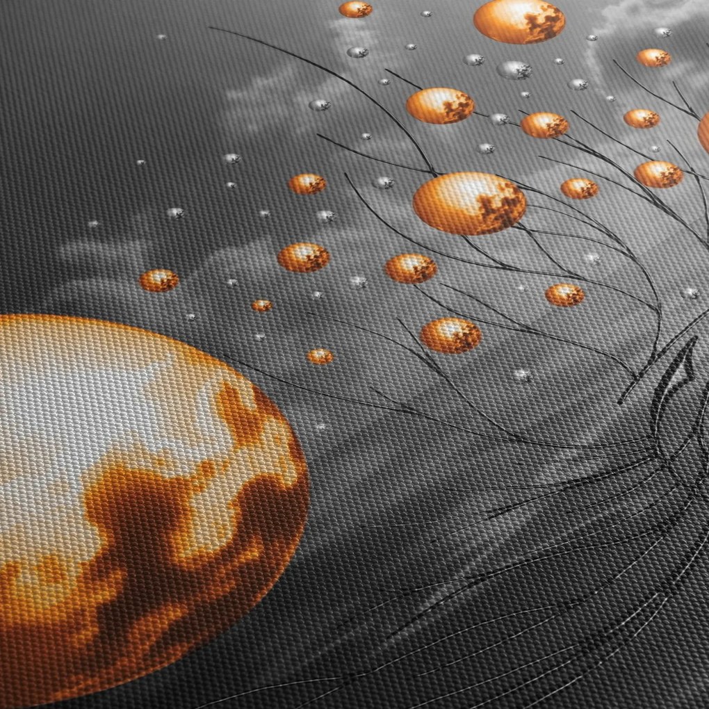 Obraz oranžových abstraktných gulí (120x50 cm)