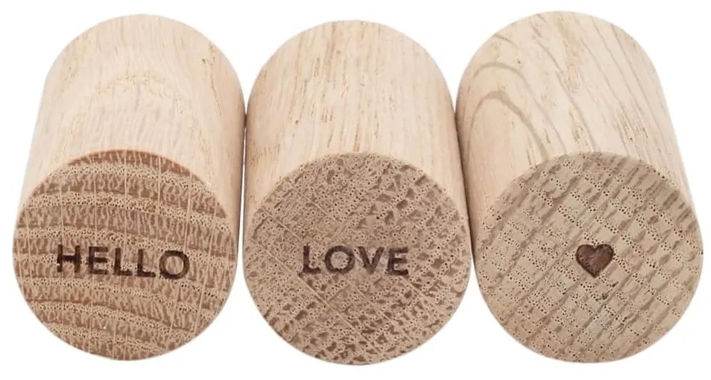 Eulenschnitt Drevené háčiky Oak Wood Hello Love – set 3 ks