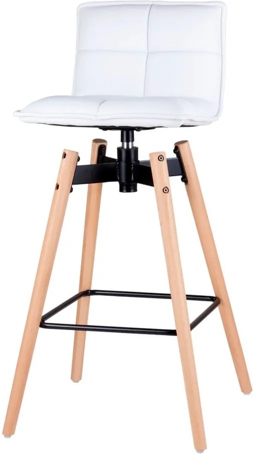 Biela barová stolička s nohami z bukového dreva sømcasa Janie
