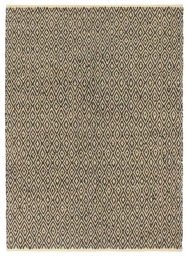 vidaXL Ručne tkaný koberec Chindi, koža+bavlna 160x230 cm, antracitový