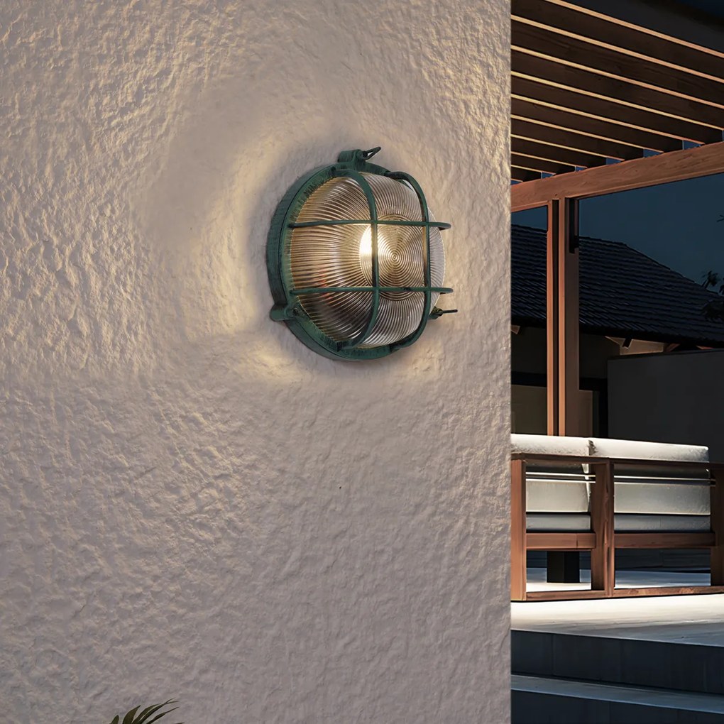 Vonkajšie nástenné svietidlo zelené okrúhle IP44 - Noutica