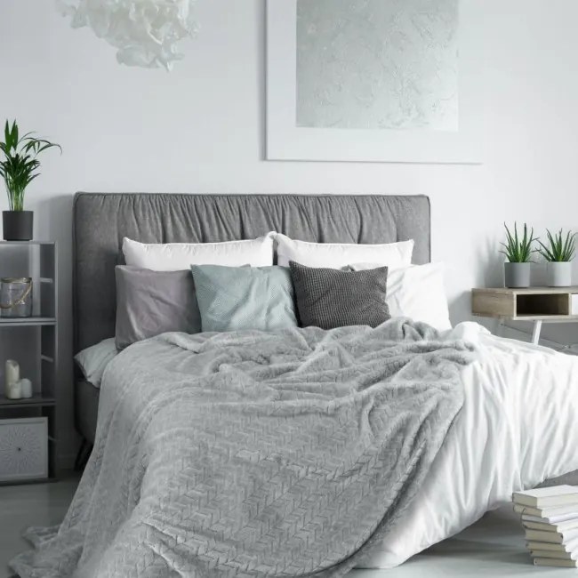 Jemná deka CINDY s reliéfnym vzorom - popol