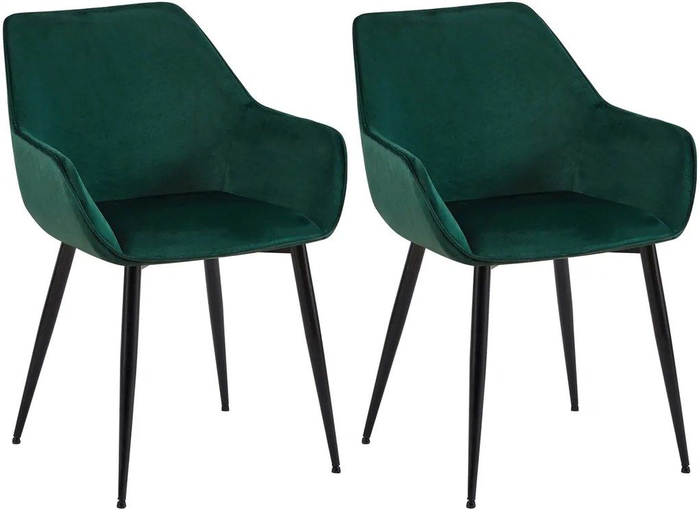 Design-Shop Set 2 jedálenských stoličiek Vessa zamat - zelená