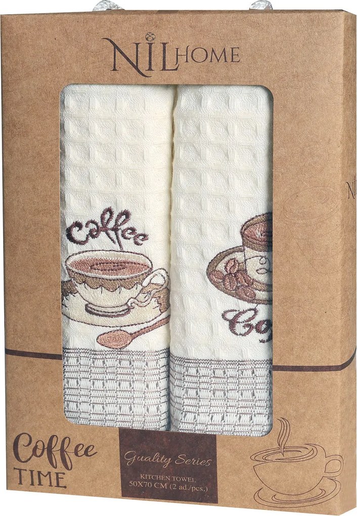 KUCHYNSKÉ UTIERKY COFFEE SADA 2 KS 50X70 CM VZOROVANÉ