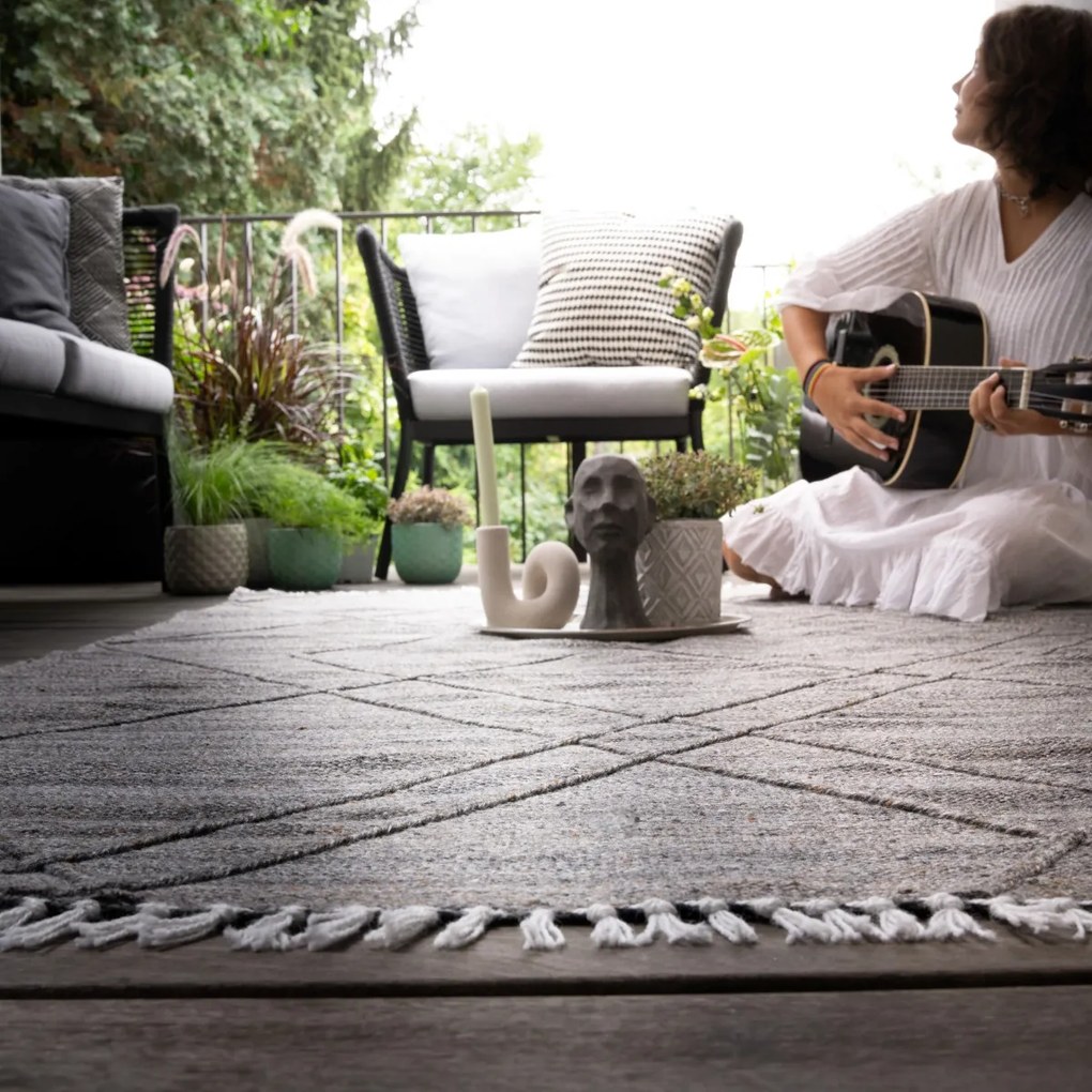 Ručne tkaný kusový koberec My Dakar 365 anthracite – na von aj na doma, 160x230, šedá, chodba / predsieň, Obsession