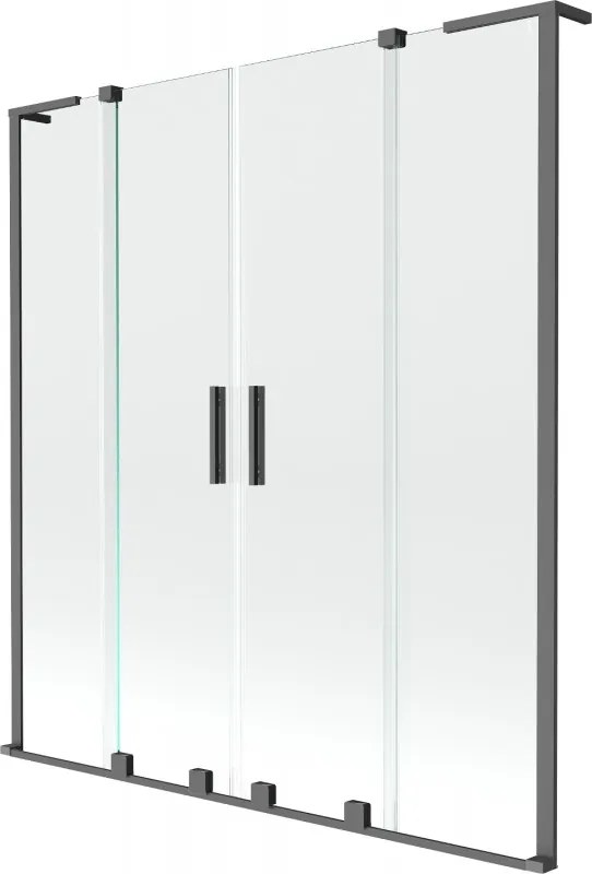 Mexen Velar L Duo, 2-krídlová posuvná vaňová zástena 160 x 150 cm, 8mm číre sklo, grafitová, 896-160-003-02-95