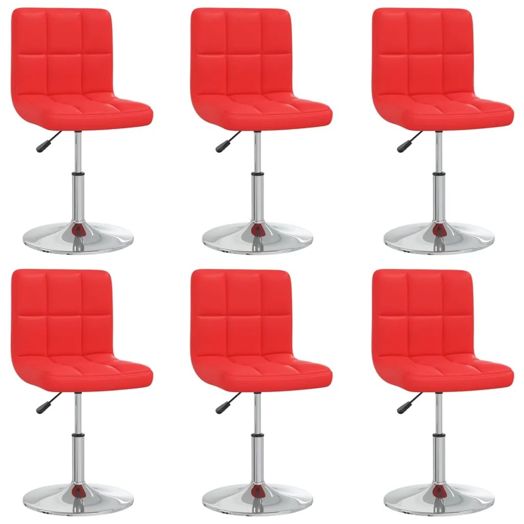 vidaXL Jedálenské stoličky 6 ks, červené, umelá koža