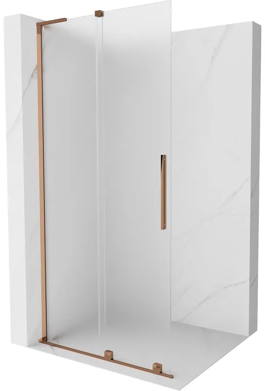 Mexen Velar L, posuvná sprchová zástena Walk-in 100 x 200 cm, 8mm sklo námraza, ružové zlato, 871-100-003-33-60
