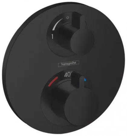 Hansgrohe Ecostat S, termostatická batéria pod omietku na 2 spotrebiče, čierna matná, 15758670