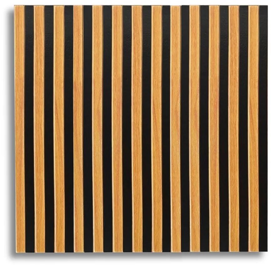 Samolepiace panely na stenu PE1, cena za kus, rozmer 66,5 cm x 66,5 cm, lamely hnedé, IMPOL TRADE