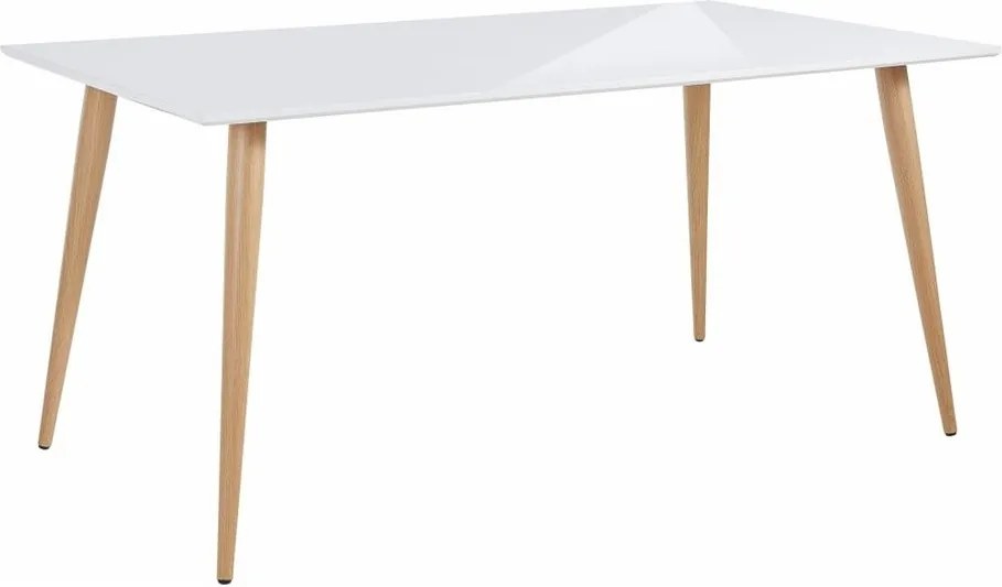 Lesklý biely jedálenský stôl Støraa Canton , 90 × 160 cm