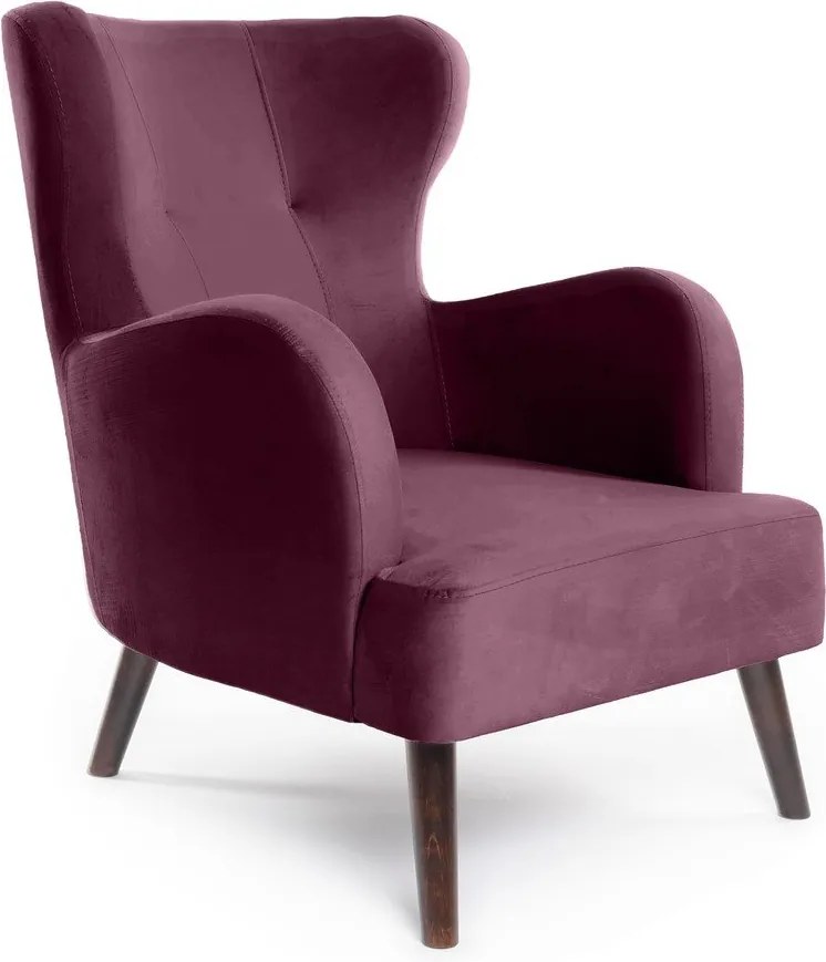 Fialové zamatové kreslo ušiak Noemye – Bonami Selection