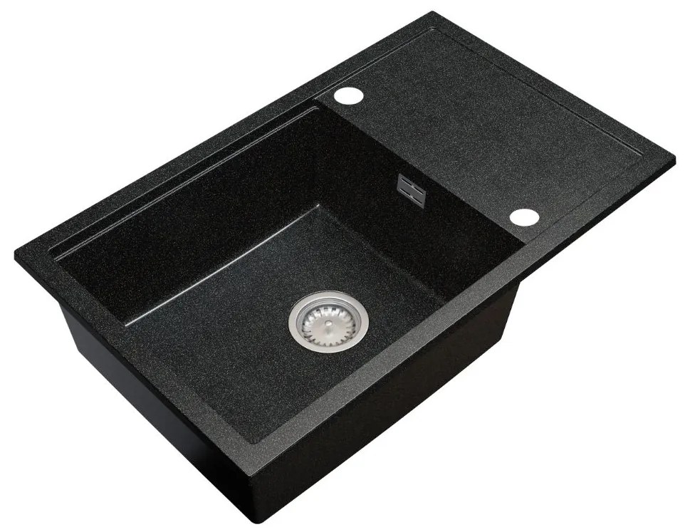 Gamma Advance 8050, 1-komorový granitový drez 800x500x210 mm, čierna so zlatými bodmi, GMA-ZLE000148