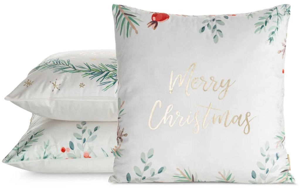 VIANOČNÁ DEKORAČNÁ OBLIEČKA NA VANKÚŠ MERRY1 45X45 CM VZOROVANÁ