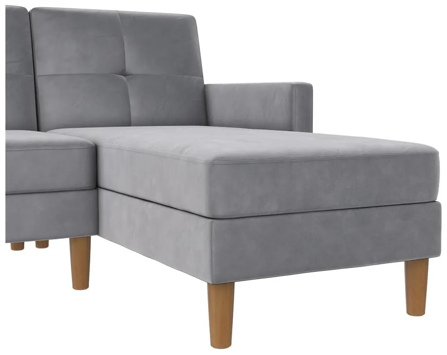 Svetlosivá zamatová rohová pohovka Lilly – Støraa