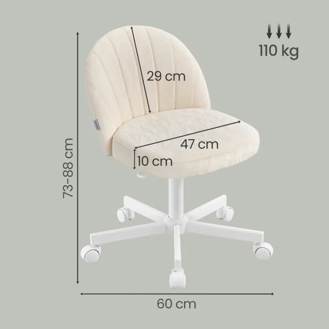 Kozmetická stolička s kolieskami OBGB35027W101 krémová / biela