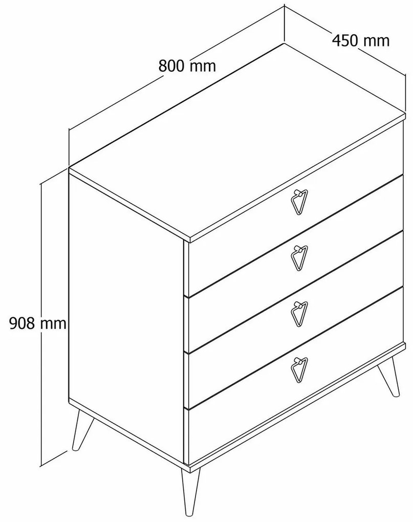 Komoda Versa v bielej a dubovej farbe