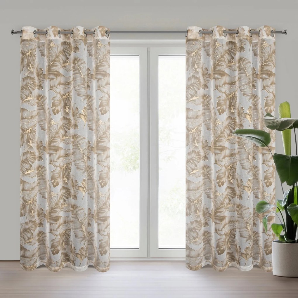 ZÁVES NA KRÚŽKOCH LAYLA 140X250 CM LISTY