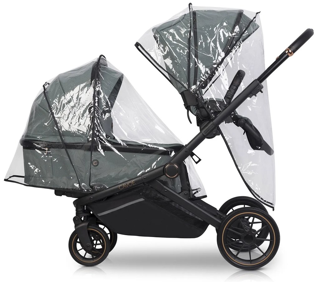 Športový kočík pre dvojčatá CAVOE Avec Boho Green