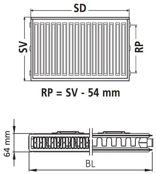Kermi Therm X2 Profil-kompakt doskový radiátor pre rekonštrukcie 12 554 / 1600 FK012D516