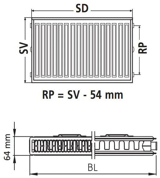 Kermi Therm X2 Profil-kompakt doskový radiátor pre rekonštrukcie 12 554 / 1800 FK012D518