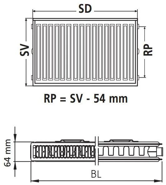 Kermi Therm X2 Profil-kompakt doskový radiátor pre rekonštrukcie 12 554 / 400 FK012D504