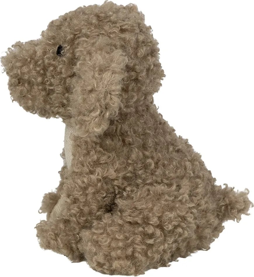 Hnedá kučeravá dverná zarážka pes Dog - 21*22*25 cm