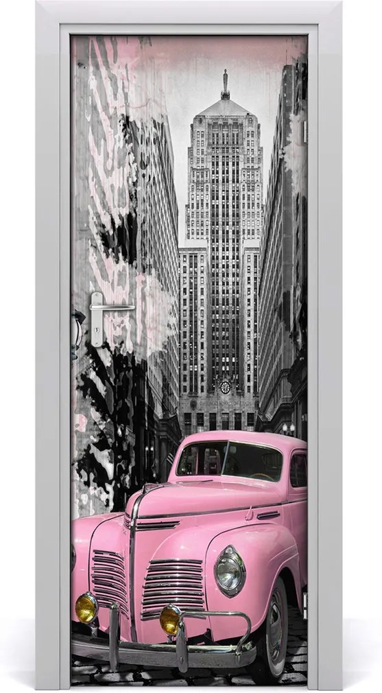 Fototapeta samolepiace na dvere  ružové auto