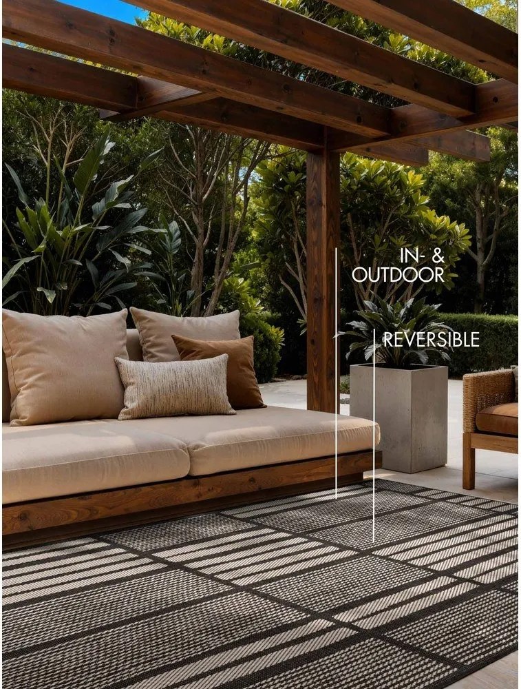 Čierny/krémovobiely vnútorný a vonkajší koberec 160x230 cm Haringey Allington – Ted Baker