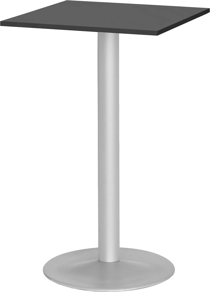 Barový stôl Bianca, 700x700 mm, čierny, šedá podnož