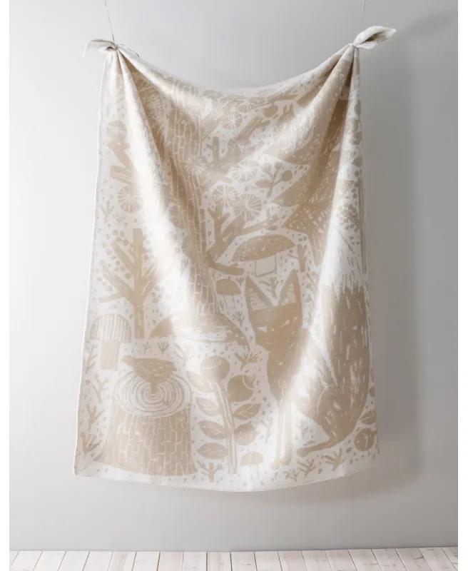 Vlnená deka Metsikkö 130x180, zlato-biela
