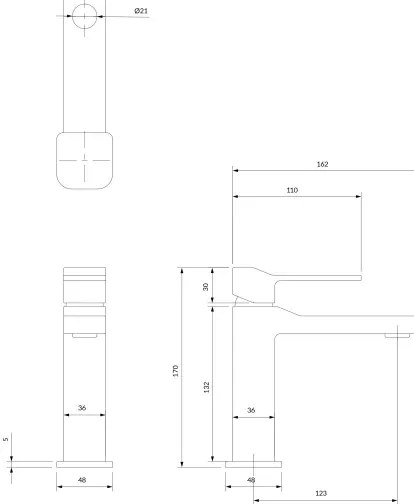 OMNIRES SL7710GR - Umývadlová batéria SLIDE 17 cm kefovaný grafit