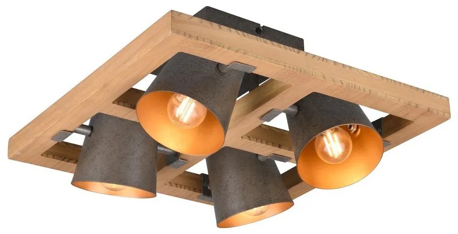 Stropné svietidlo s kovovým tienidlom v tmavo sivo-prírodnej farbe 39x39 cm Bell – Trio