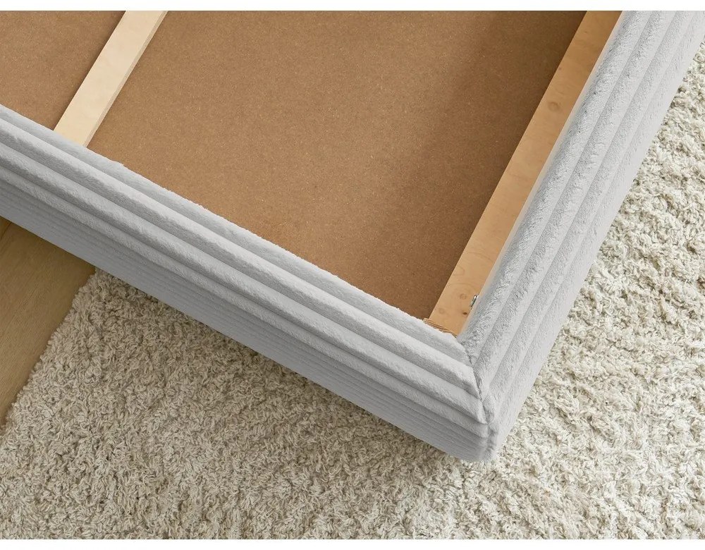 Svetlosivá čalúnená dvojlôžková posteľ s úložným priestorom a roštom 160x200 cm Jade – Bobochic Paris