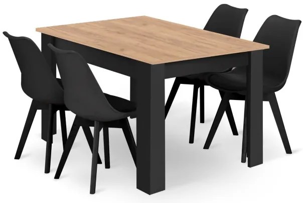 Jedálenský stôl NP so štyrmi stoličkami MARK čierne