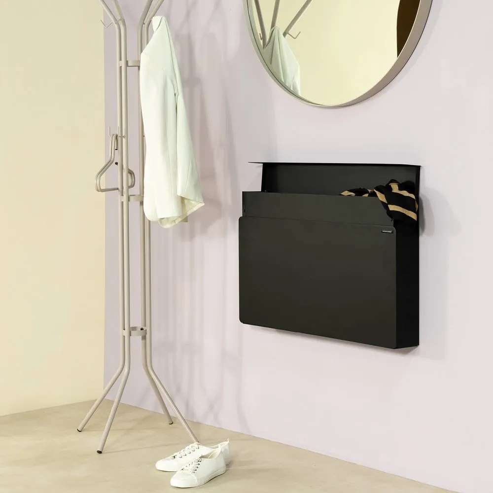 Čierna kovová výklopná/závesná skrinka na topánky 78x48x13 cm Luigi – Spinder Design