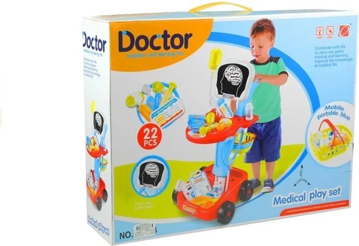 LEAN Toys Lekársky vozík s príslušenstvom 22 položiek
