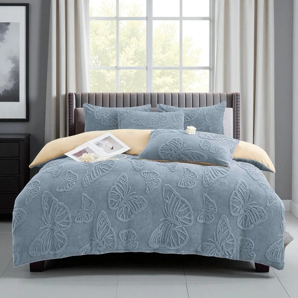 Jemné mikroplyš obliečky Homa EXCLUSIVE BLUEGREY 7-dielna sada 140x200 cm