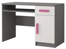 Počítačový stôl Smyk II - šedá/ružová