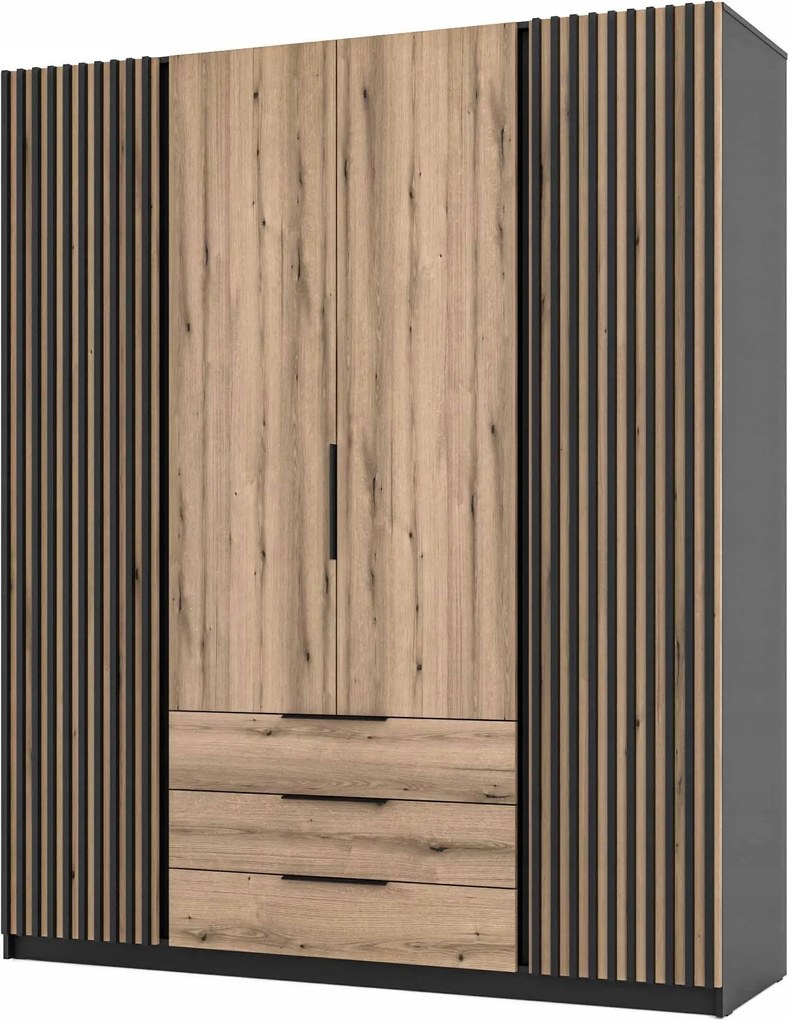 4-dverová skriňa do predsiene s zásuvkami Dravero Bl/ev-bl 2LAM 2F 3S